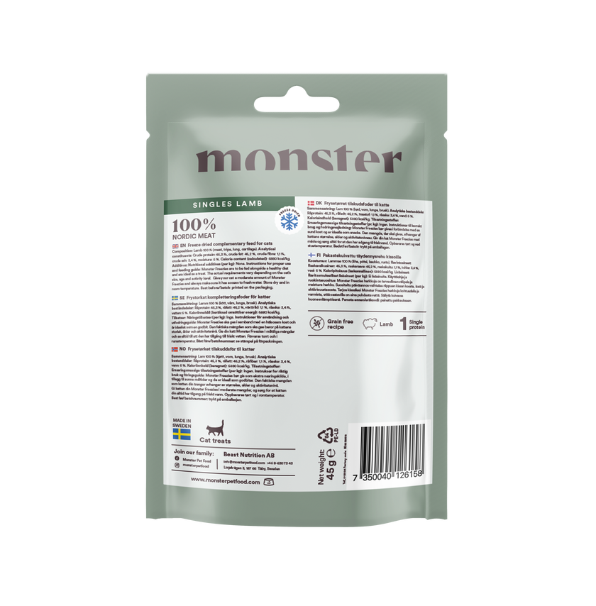 Monster Cat Freeze Dried Treats Singles Lamb