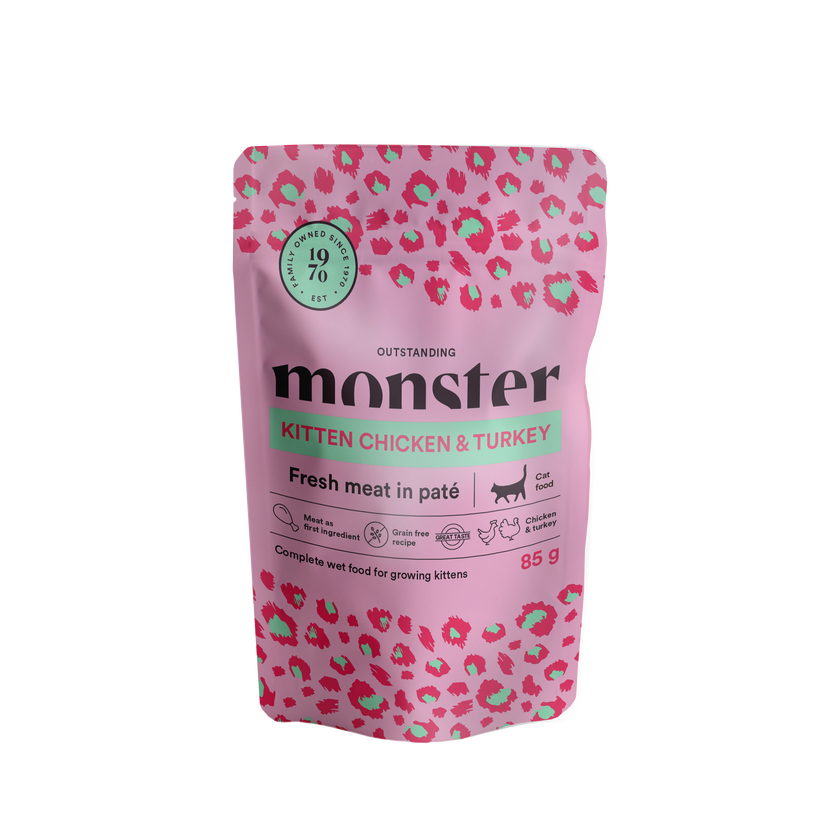 Monster Cat Pouches Kitten Chicken/Turkey - Portionspåsar
