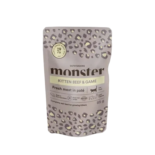 Monster Cat Pouches Kitten Beef & Game - Portionspåsar