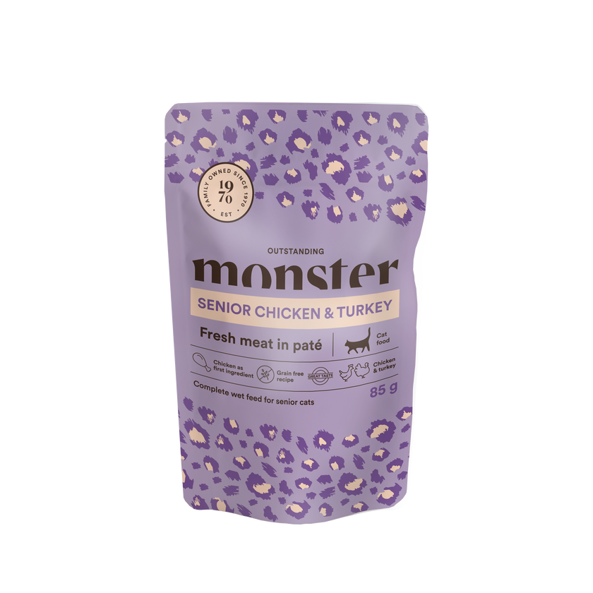 Monster Cat Pouches Senior Chicken & Turkey - Portionspåsar