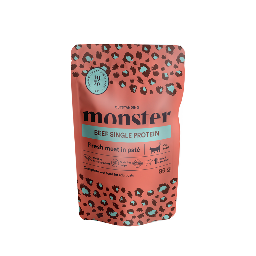 Monster Cat Pouches Adult Beef - Portionspåsar
