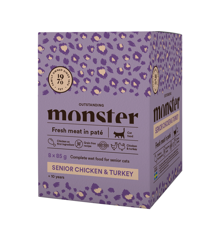 Monster Cat Pouches Senior Chicken & Turkey - Portionspåsar