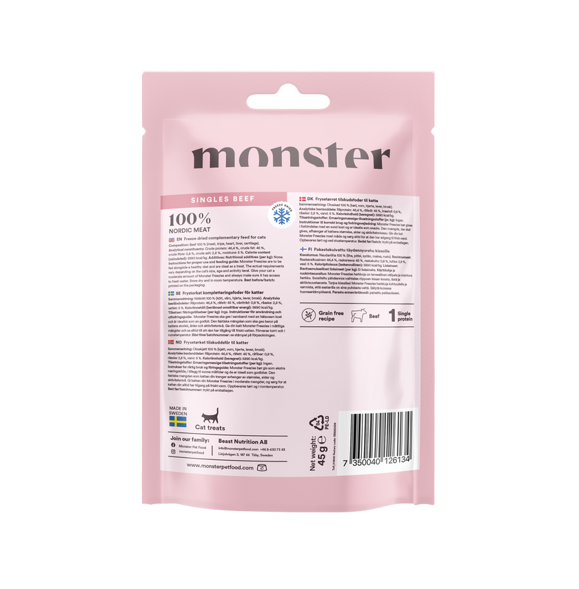 Monster Cat Freeze Dried Treats Singles Beef