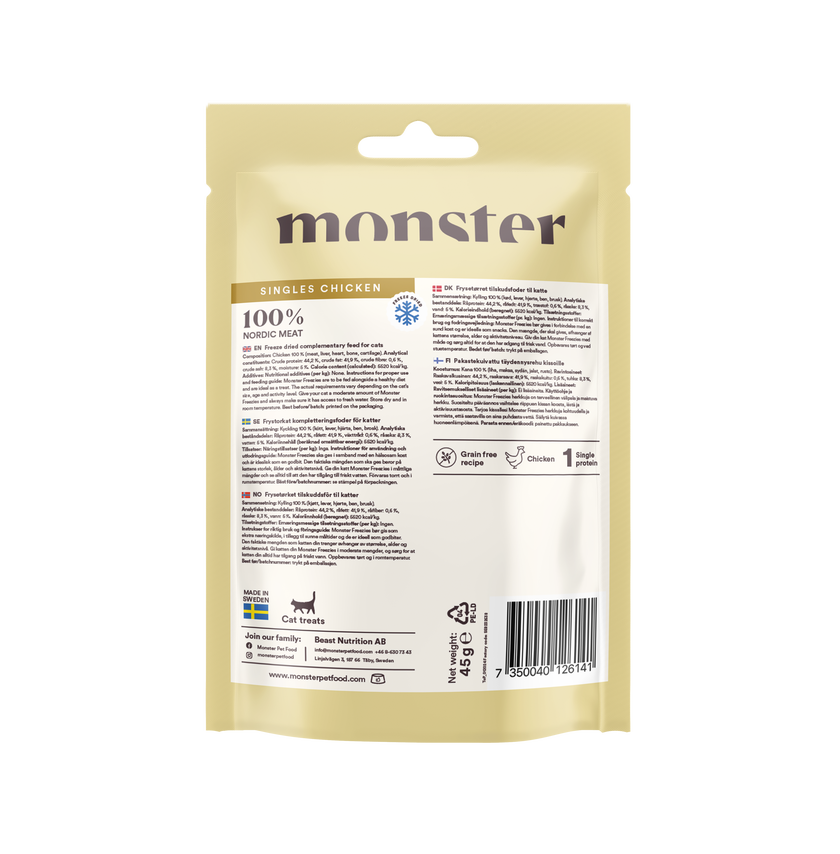 Monster Cat Freeze Dried Treats Singles Chicken