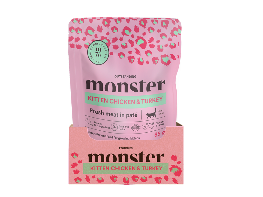 Monster Cat Pouches Kitten Chicken/Turkey - Portionspåsar